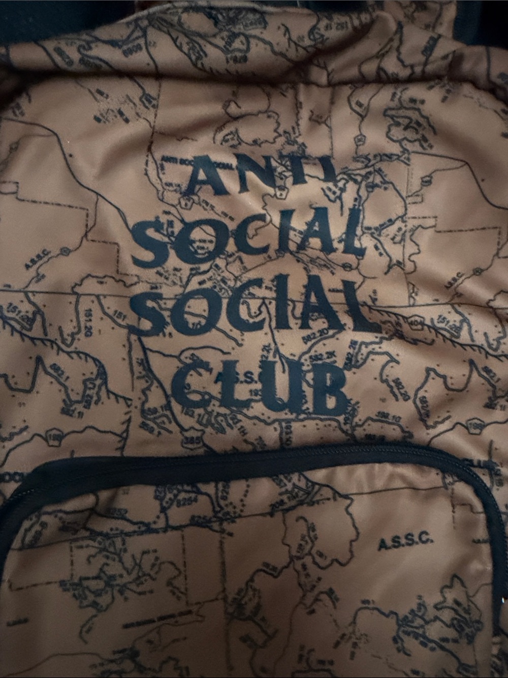 Anti Social Social Club Tan Map-Print Backpack - Picture 2 of 8